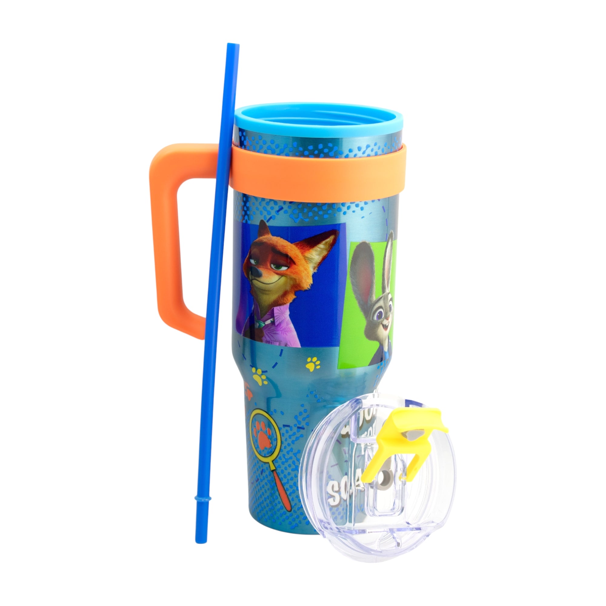 Termo de Acero Inoxidable con Doble Pared, Tapa Doble y Popote Distintos Personajes 1.2 Lt