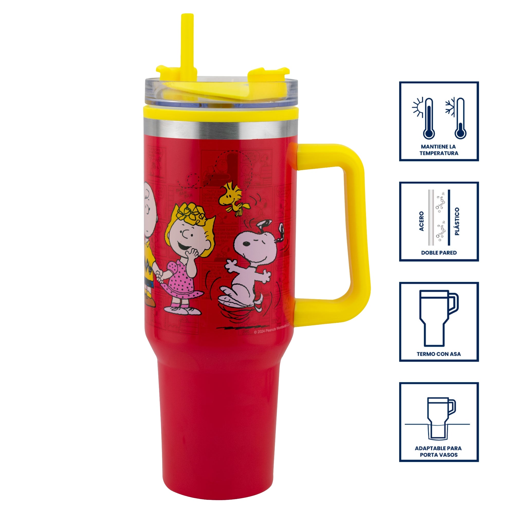 Termo de Acero Inoxidable con Doble Pared y Tapa Hermética Snoopy 1.2L