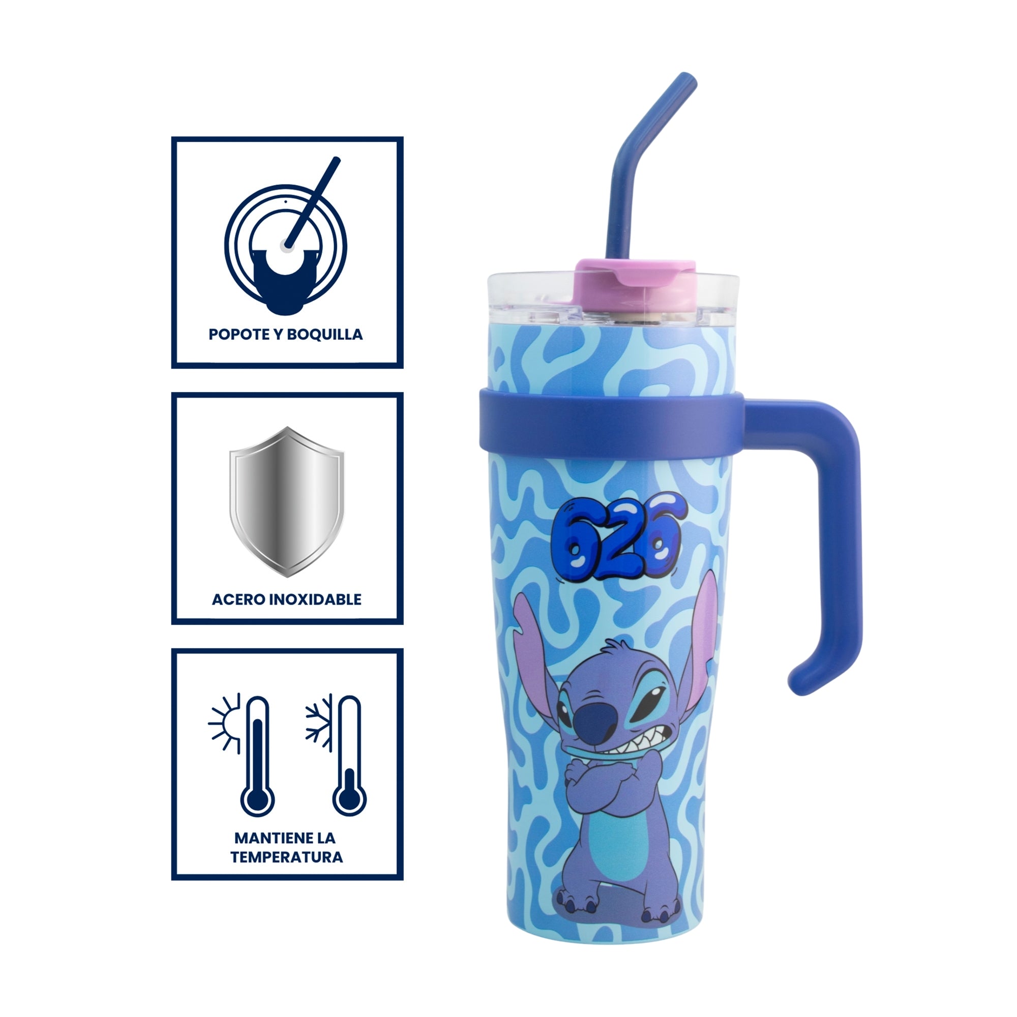 Termo de Acero Inoxidable con Doble Pared Tapa Doble Personajes 1.2 Litros
