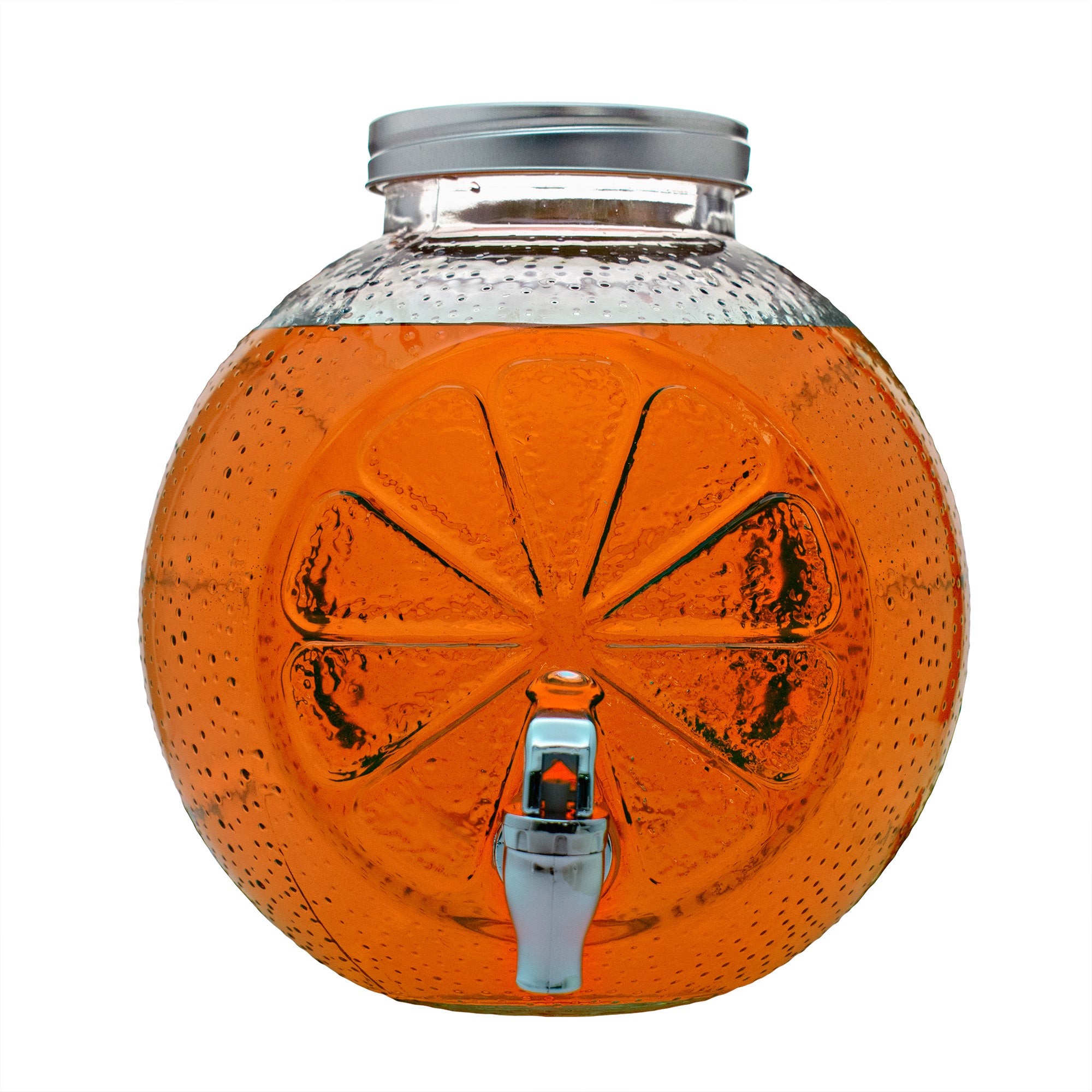 Dispensador de Bebidas Circular con Forma de Naranja Top Choice de Vidrio 7Lt