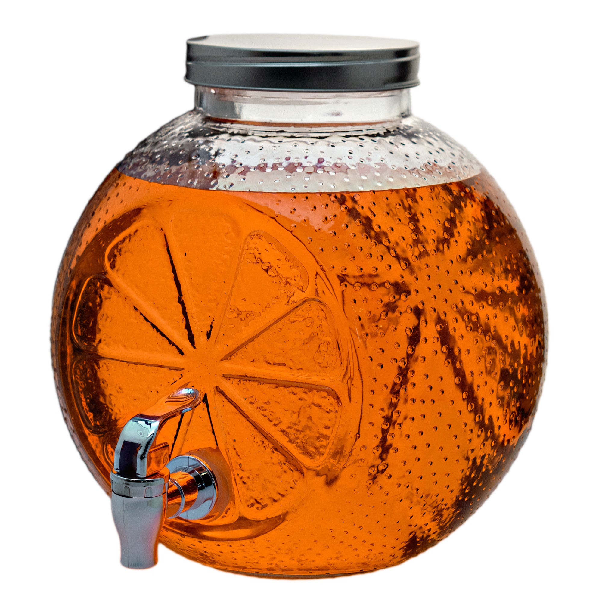 Dispensador de Bebidas Circular con Forma de Naranja Top Choice de Vidrio 7Lt