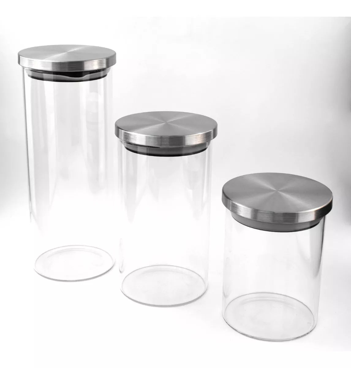 Juego De 3 Frascos Organizadores De Vidrio De Borosilicato Distinta Capacidad