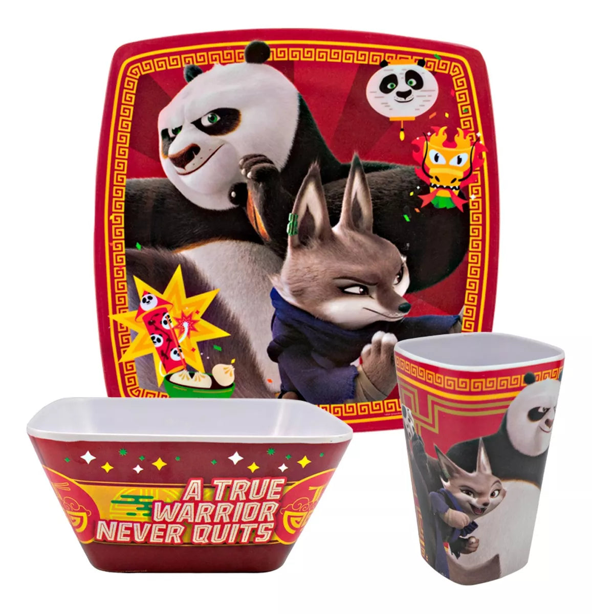 Vajilla Individual Melamina Kung Fu Panda 4 La Película 3 Pz