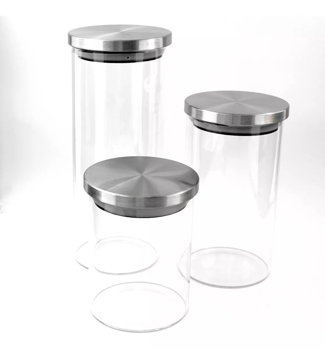 Juego De 3 Frascos Organizadores De Vidrio De Borosilicato Distinta Capacidad