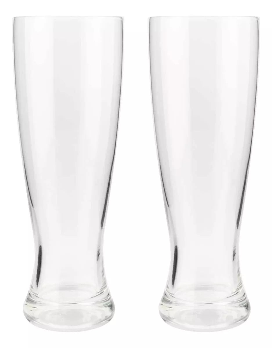 Set 2 Vasos Altos Transparentes Cerveceros De Vidrio 410ml