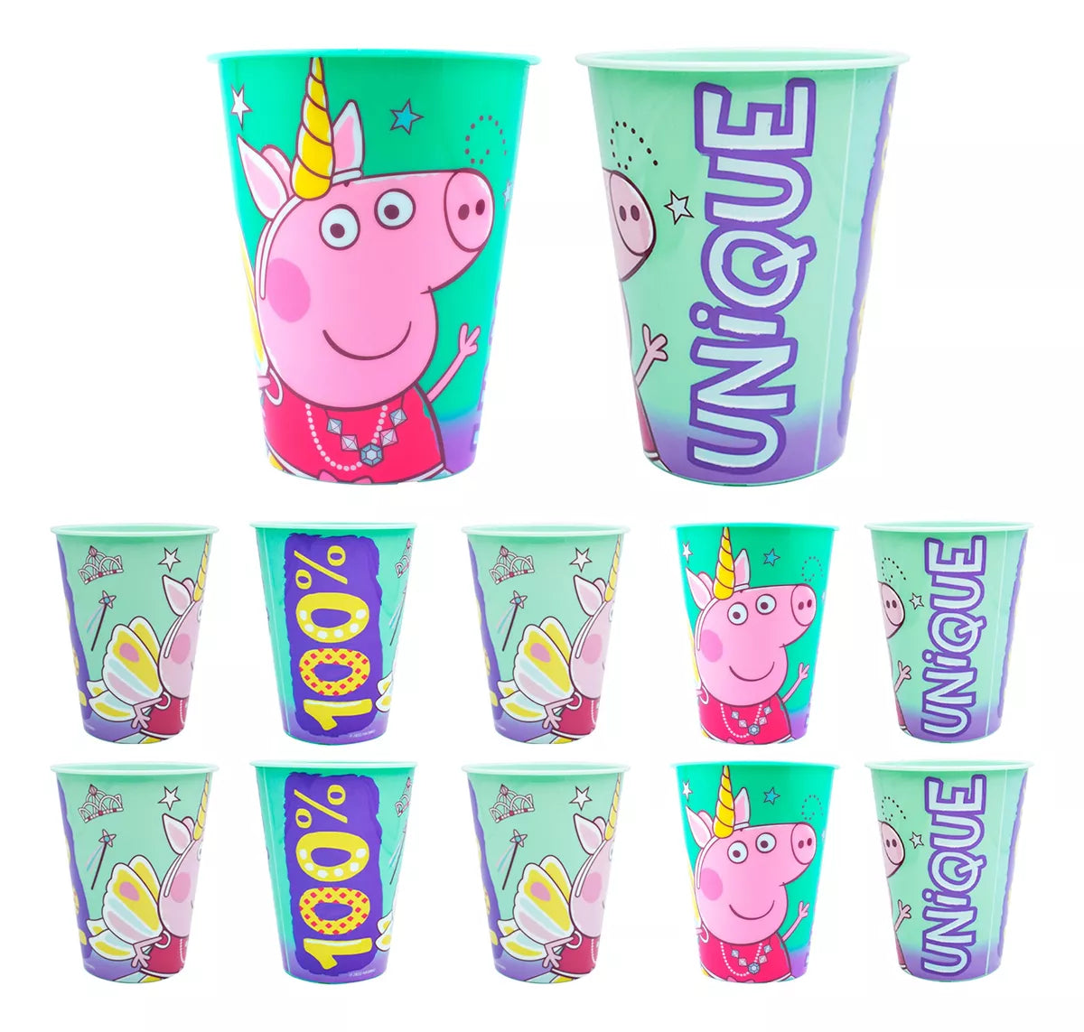 Set De 12 Vasos Peppa Pig Perlecente 500ml