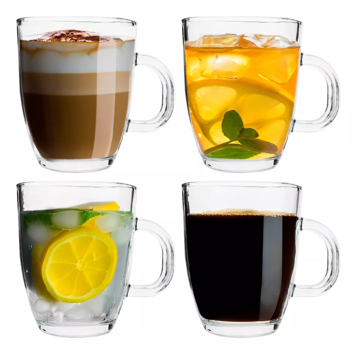 Set 4 Tazas De Vidrio Transparente Para Café Top Choice 410ml