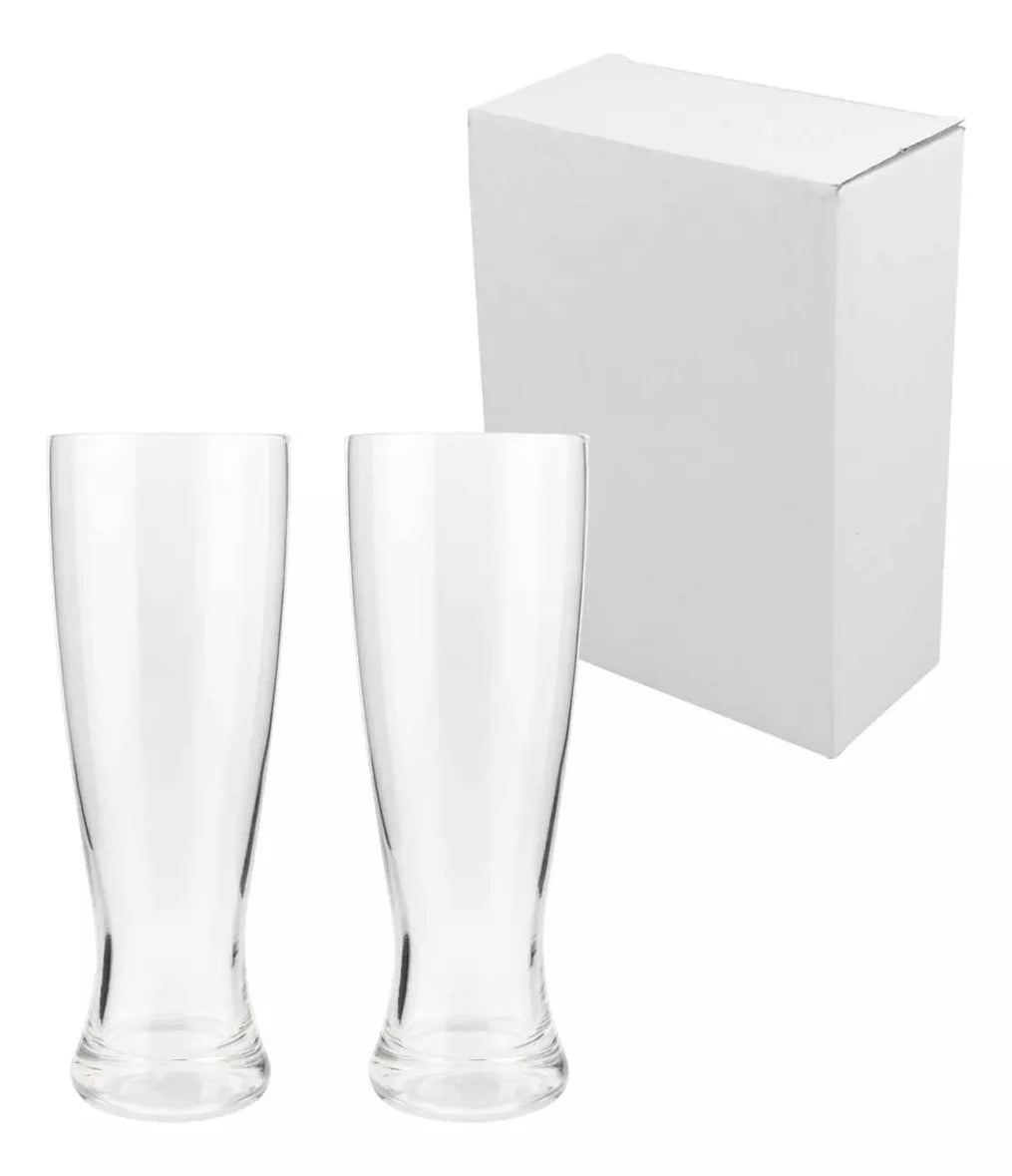 Set 2 Vasos Altos Transparentes Cerveceros De Vidrio 410ml