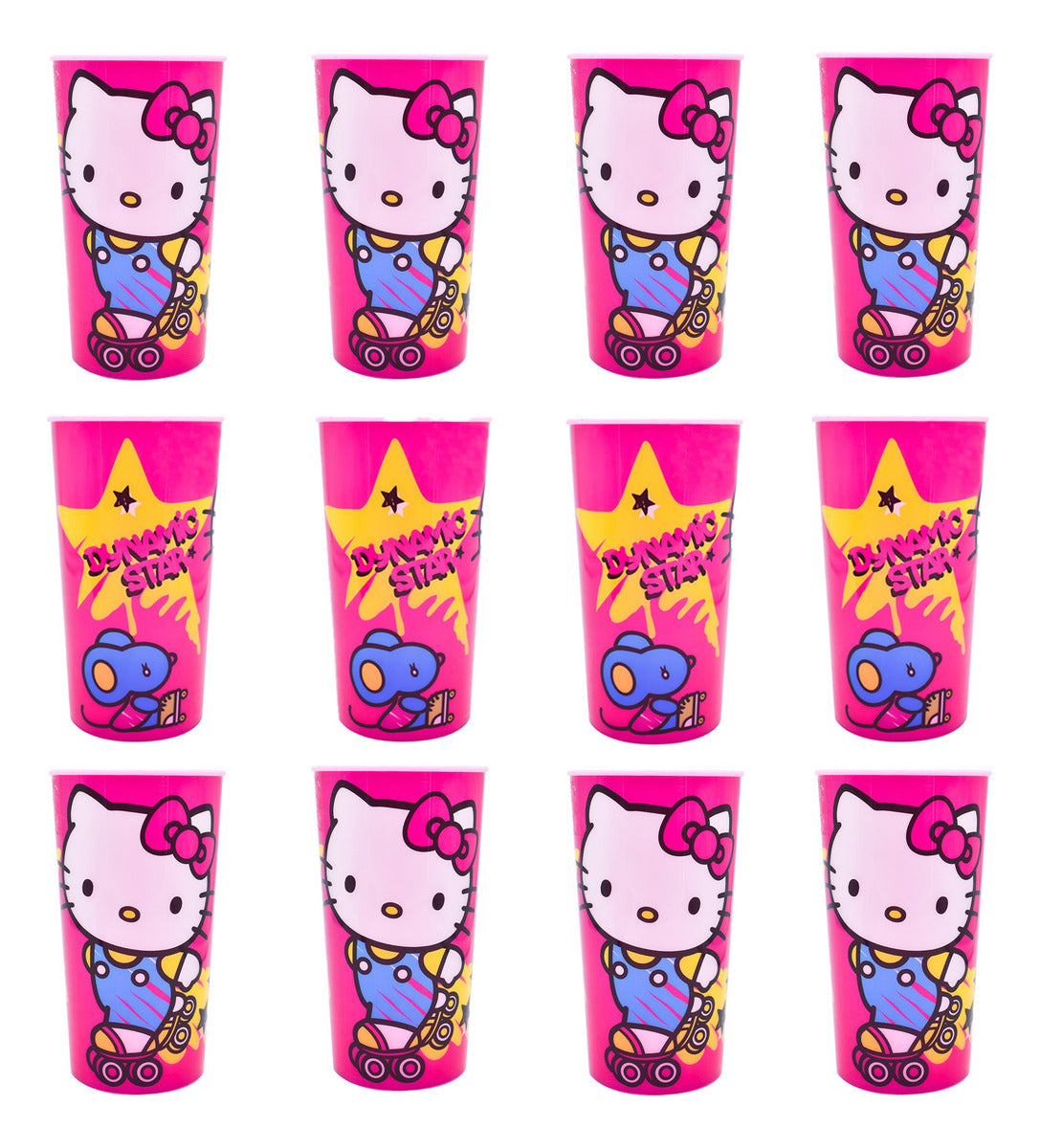 Set de 12 Vasos Hello Kitty Perlecente de Plástico 500ml