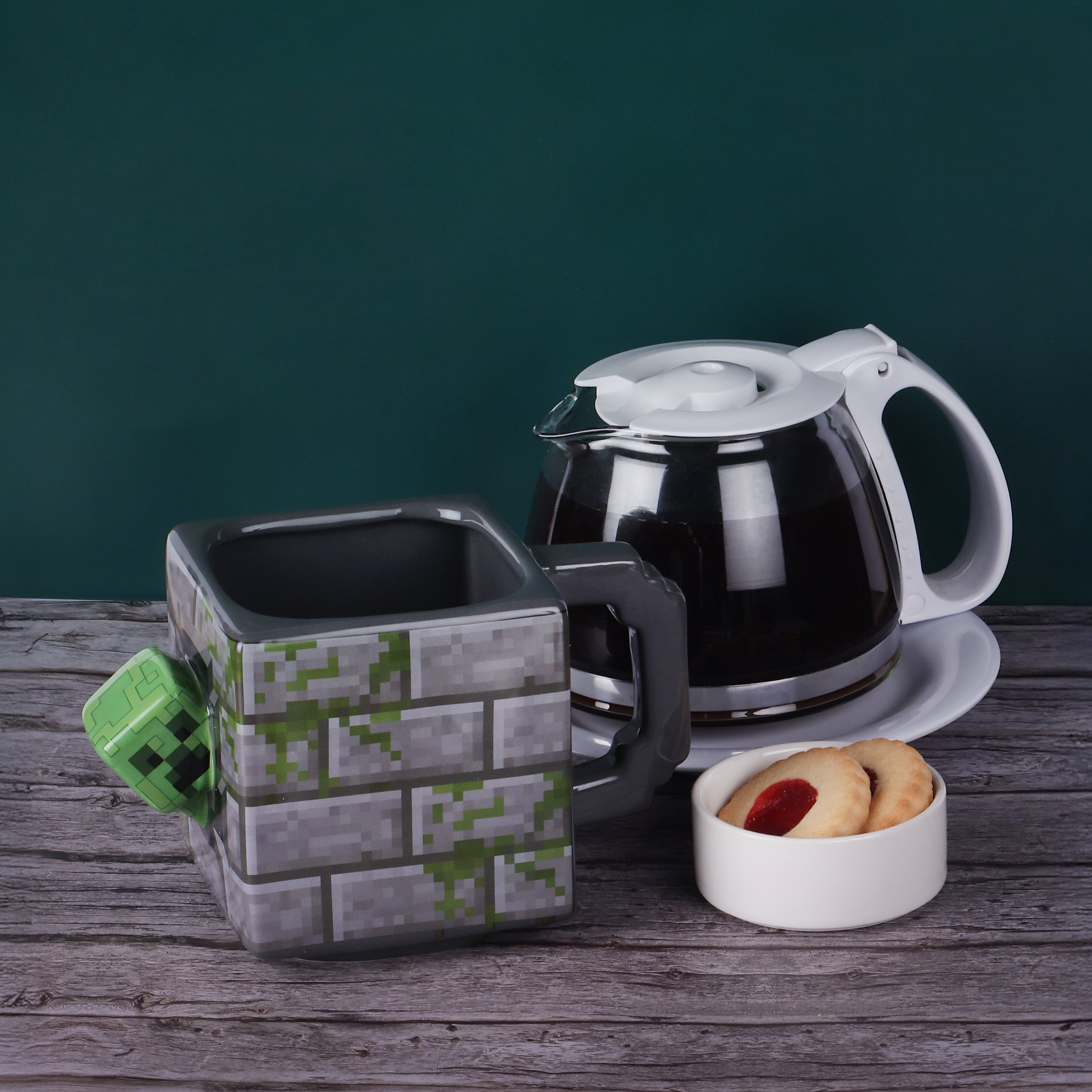 Taza de Cerámica 3d Cubo Minecraft Creeper 620ml