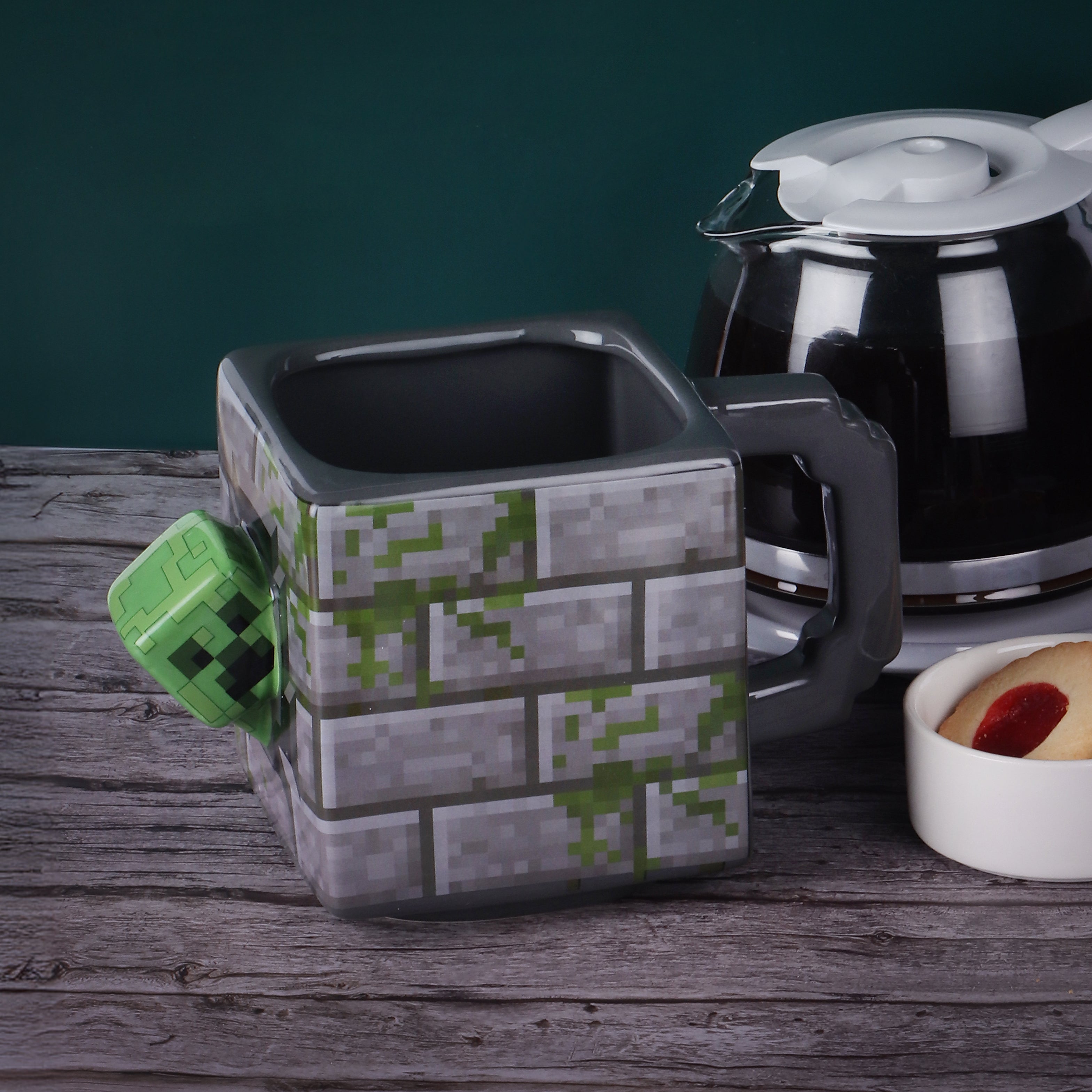 Taza de Cerámica 3d Cubo Minecraft Creeper 620ml