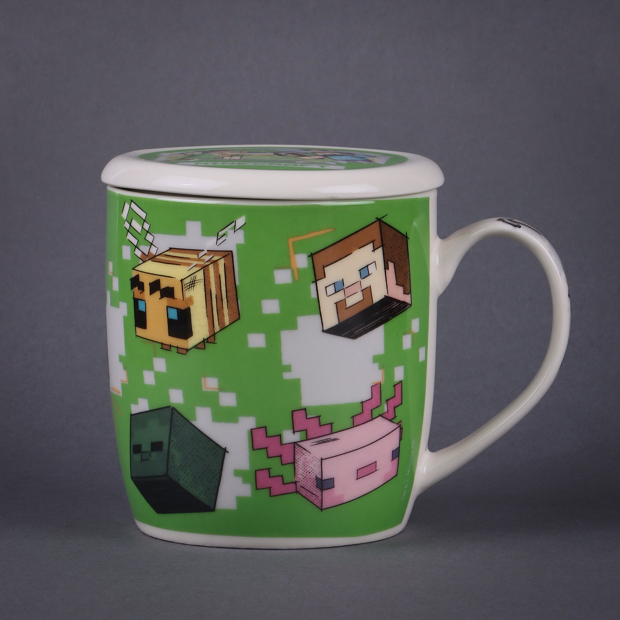 Taza de Cerámica con Tapa y Caja de Regalo Minecraft 385ml