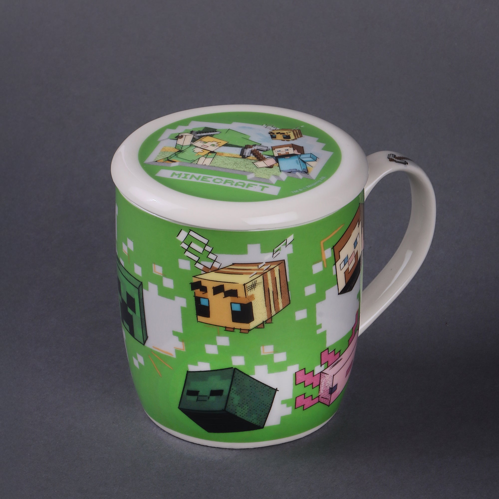 Taza de Cerámica con Tapa y Caja de Regalo Minecraft 385ml