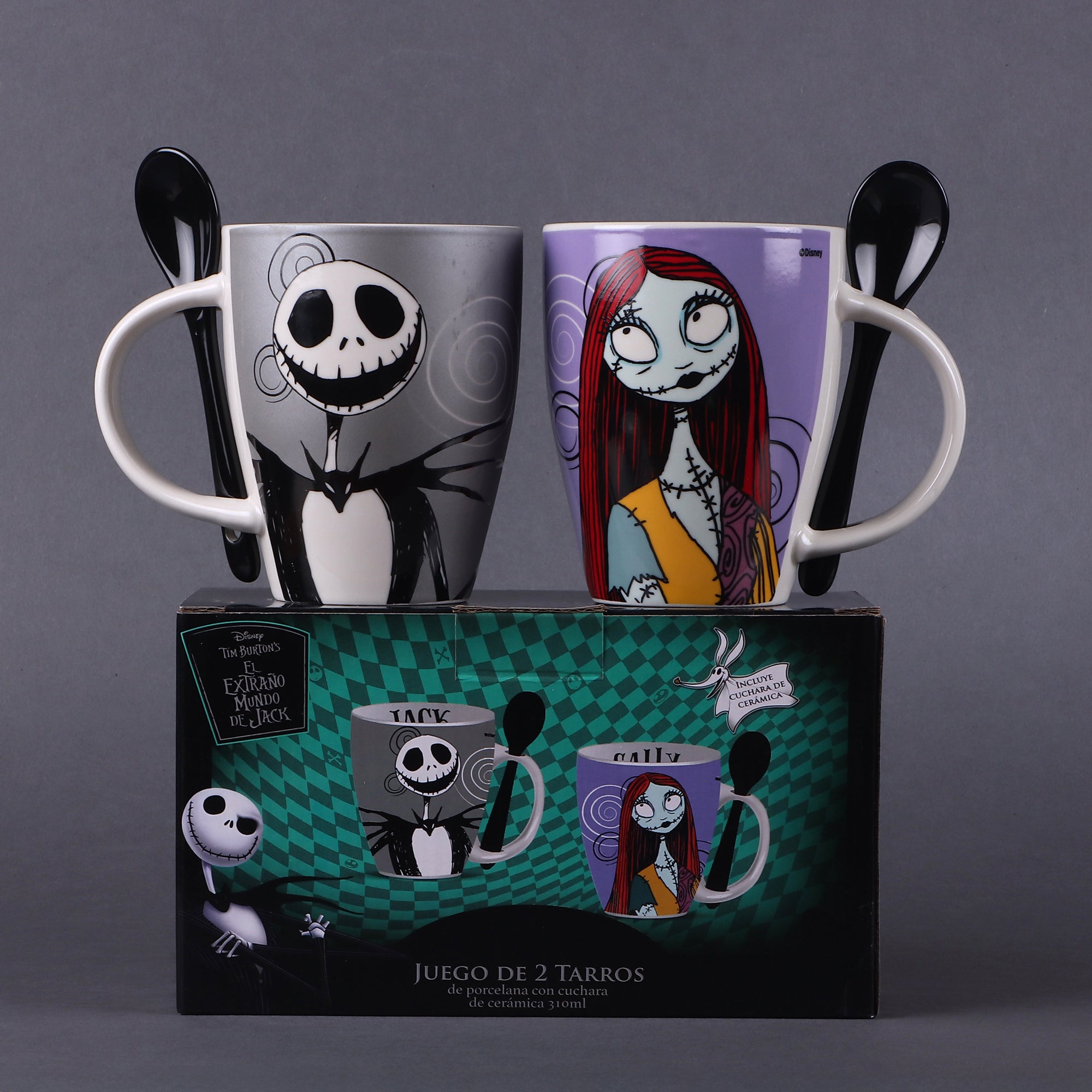 Juego de 2 Tazas de Cerámica con Cuchara Fun Kids El Extraño Mundo de Jack 310ml