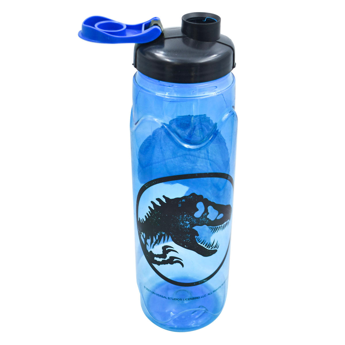 Botella Transparente Azul con Tapa Flip Top Fun Kids Universal Jurassic World Velociraptor Blue Plastico 870ml