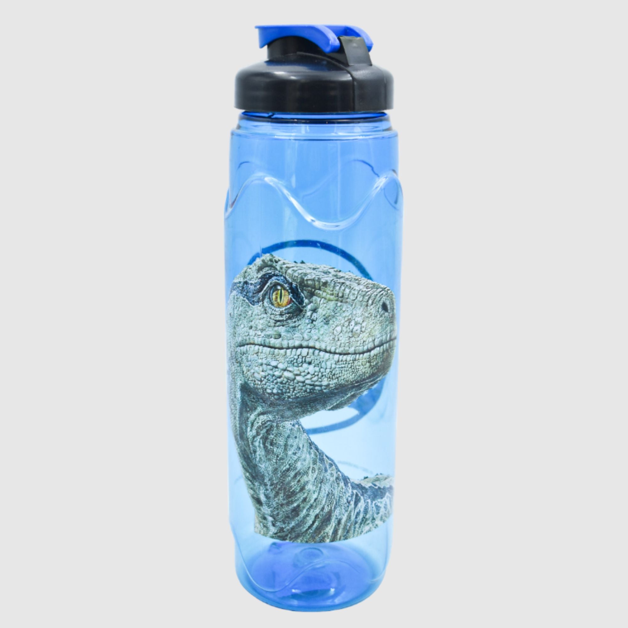 Botella Transparente Azul con Tapa Flip Top Fun Kids Universal Jurassic World Velociraptor Blue Plastico 870ml