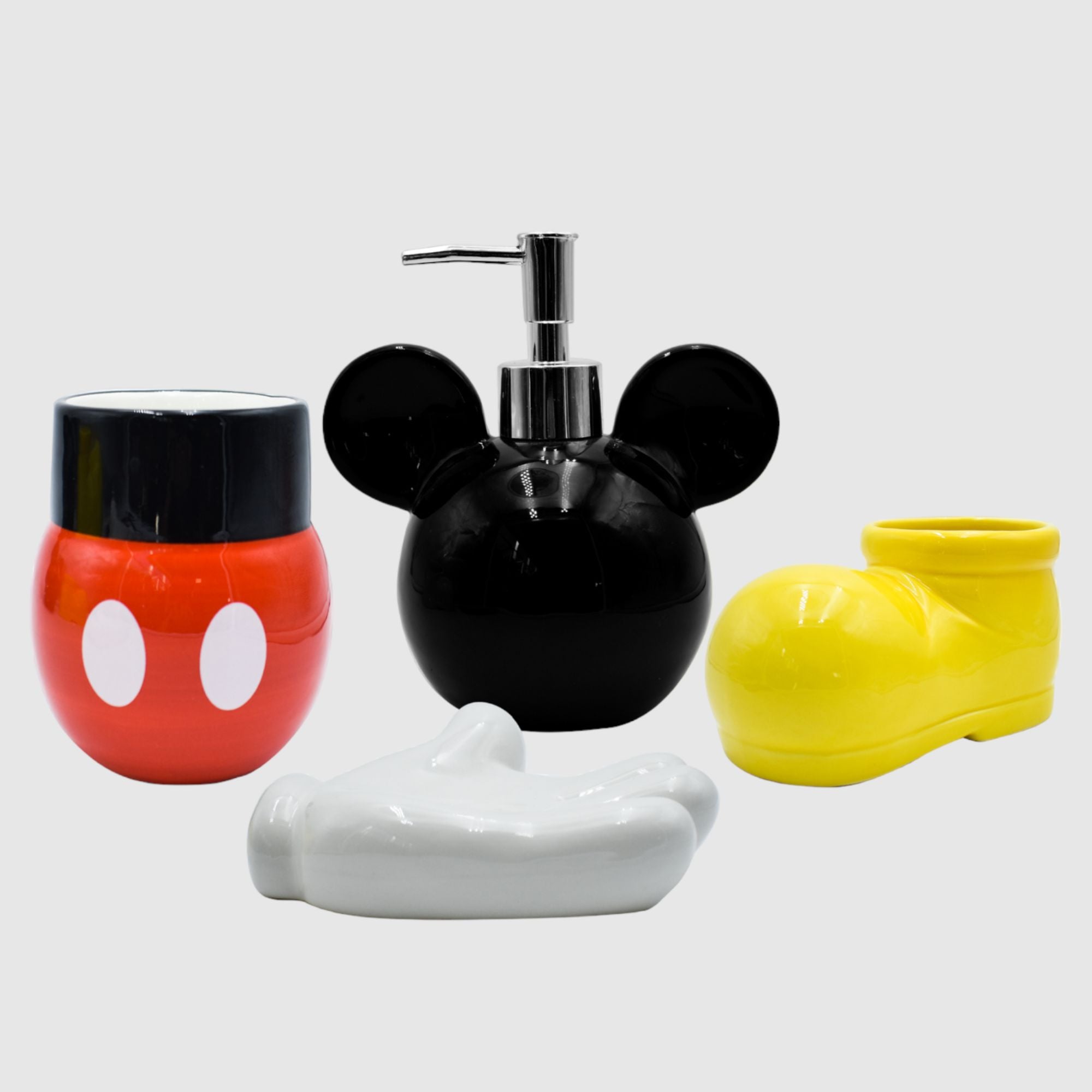 Set Juego Accesorio para Baño Fun Kids Disney Mickey Mouse Ceramica 4 pzas