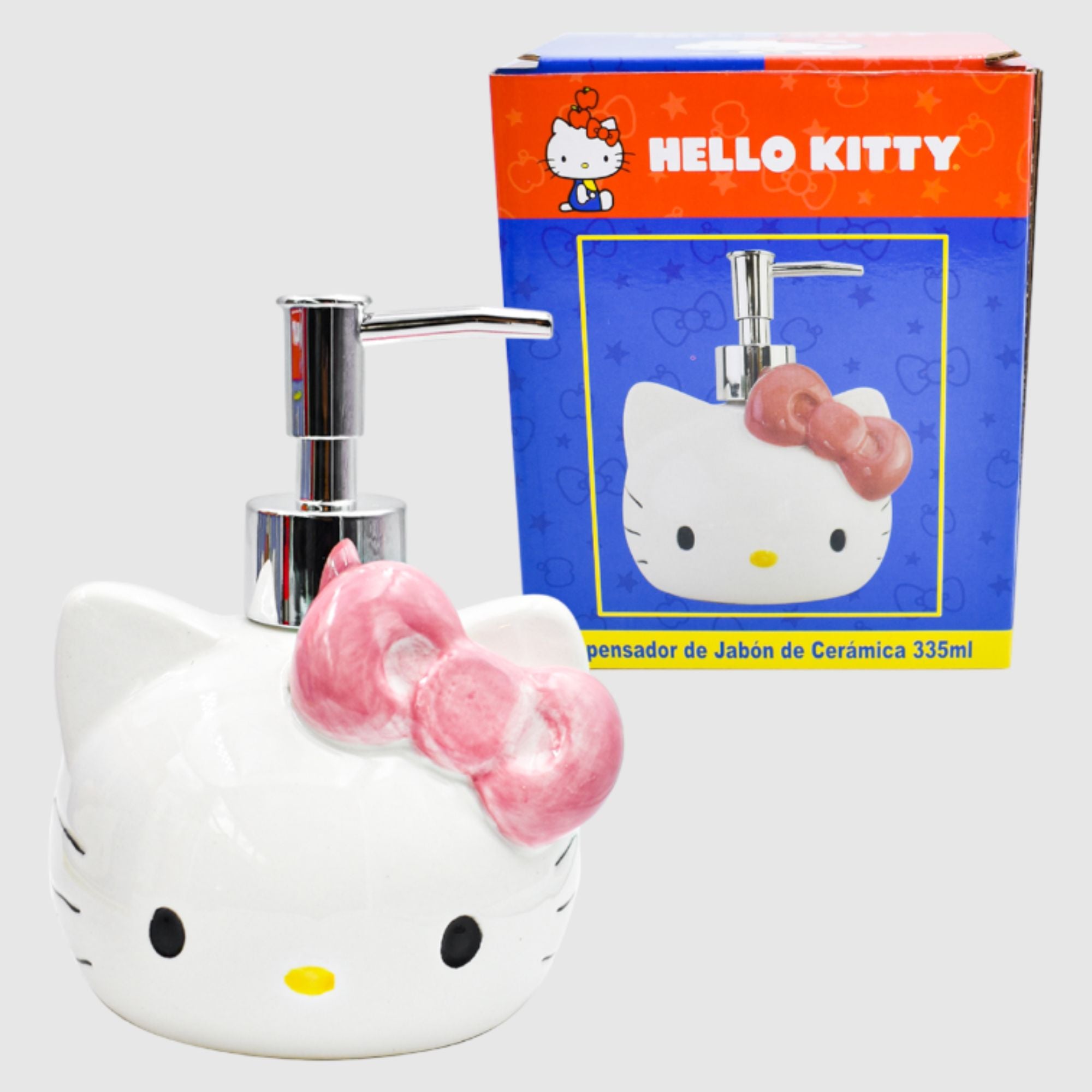Dispensador Despachador Jabonera Crema Gel Antibacterial Fun kids Sanrio Hello Kitty Ceramica 335ml