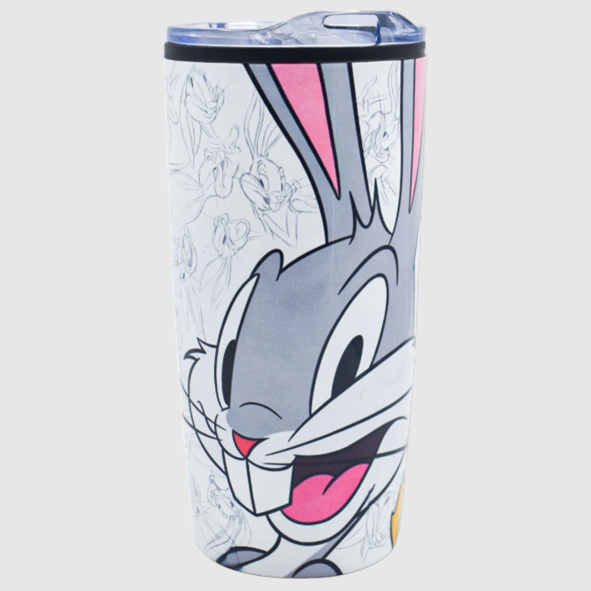 Termo Largo Doble Pared con Tapa Transparente Fun kids Warner Bros 100 años Bugs Bunny 450ml