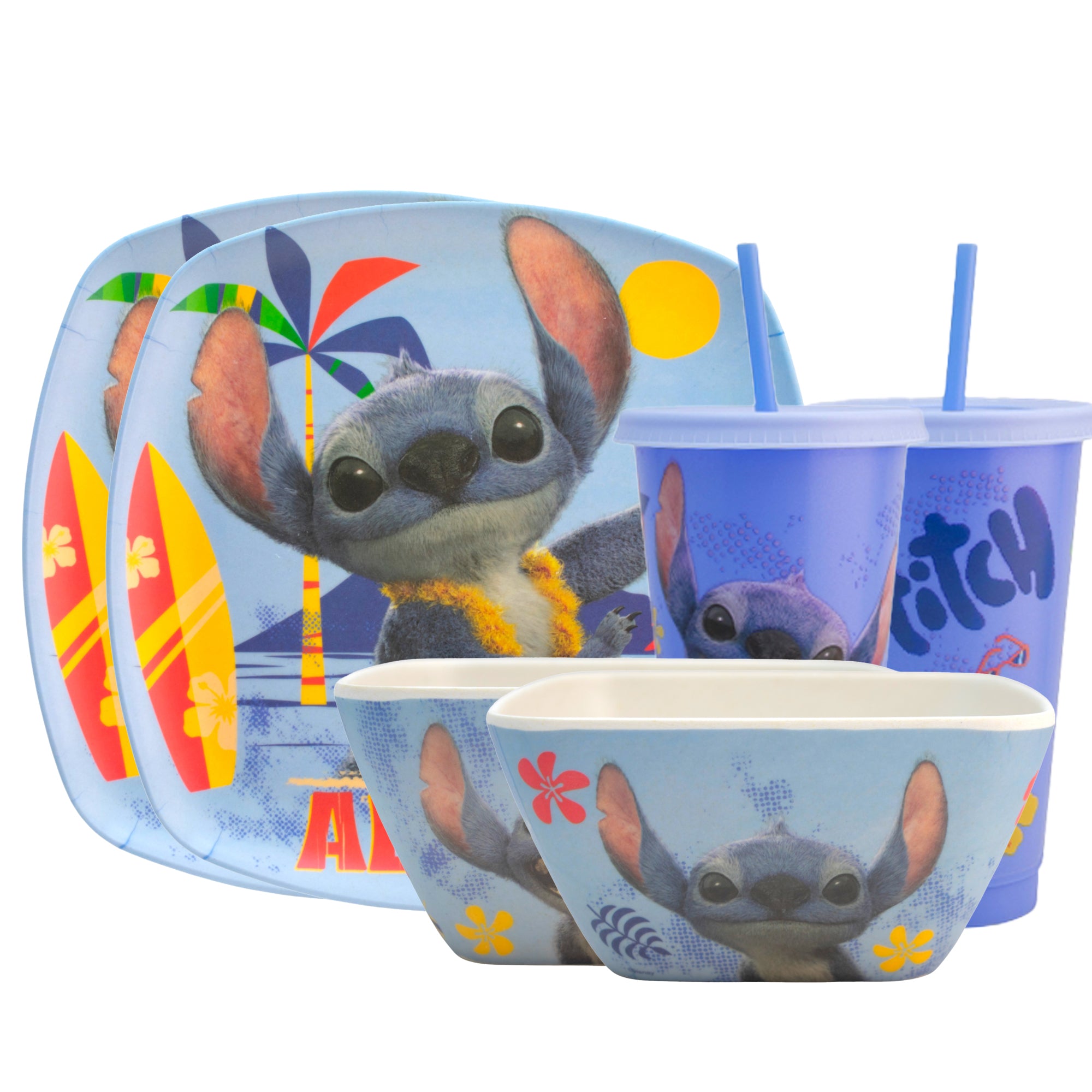 Set de Vajilla para 2 Personas Fun Kids Stitch Bambu