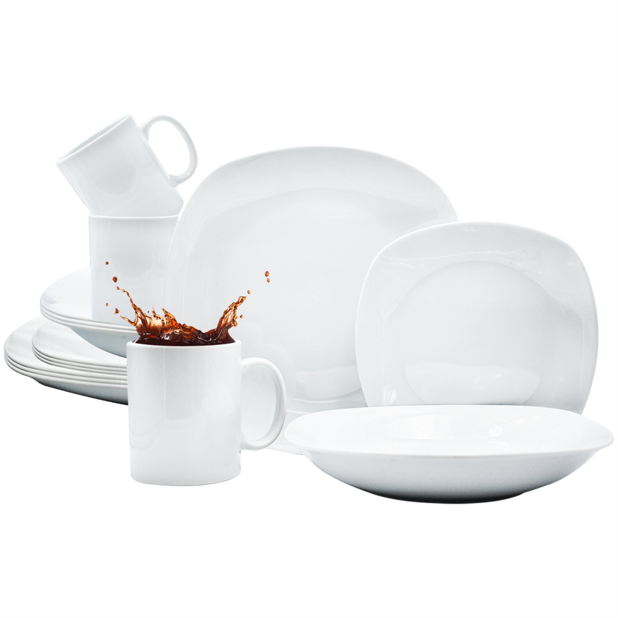 Vajilla con Tazas Kaiser Moderna Porcelana 16 piezas Blanca