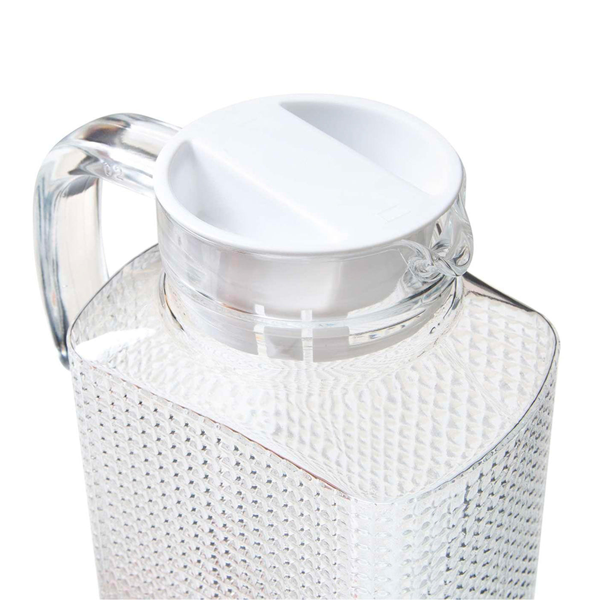 Recipientes de vidrio con tapas Brita jarra de vidrio con tapa de madera,  jarra de vidrio para nevera de agua con asa para bebidas frías calientes