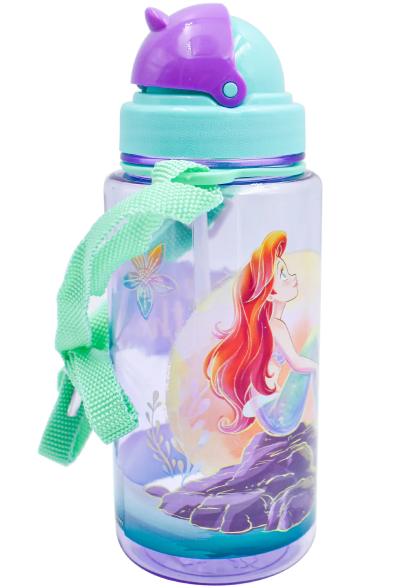 Botella Cantimplora con popote Fun Kids Disney Sirenita de Tritan 500ml