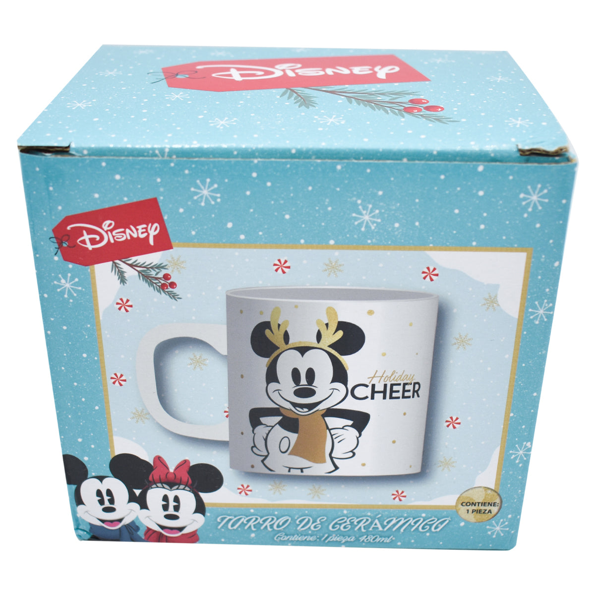 Taza Blanca Fun Kids Disney Navideña Micky & Minnie Mouse Ceramica 480ml