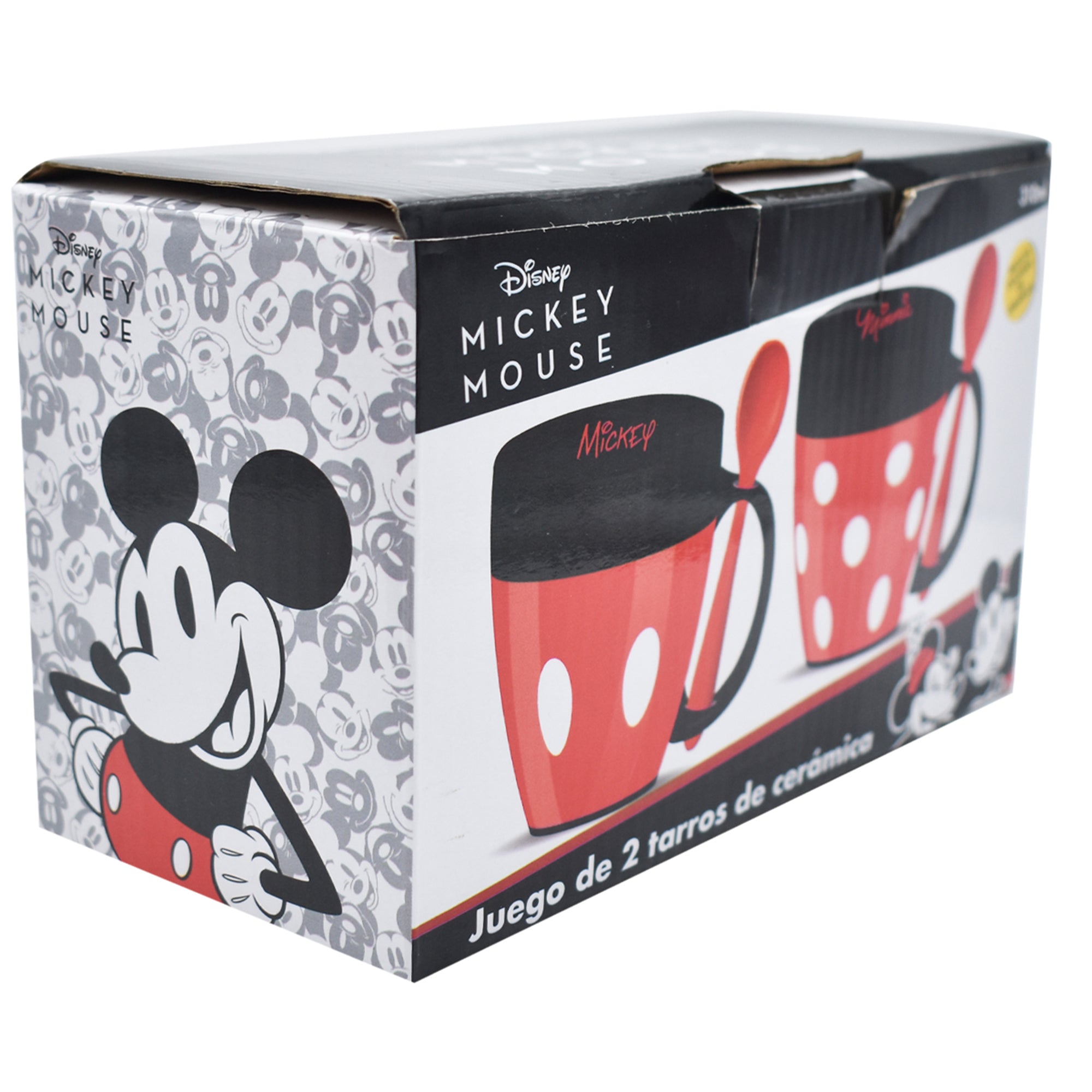 Juego de Tazas de Cerámica con Cuchara Fun Kids Disney Mickey y Minnie Mouse 310ml