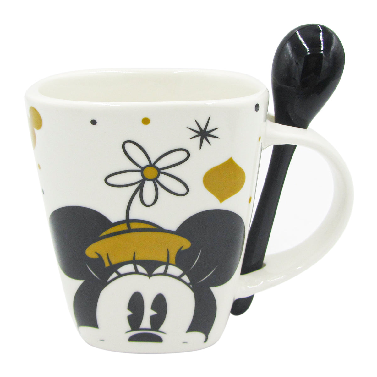 Taza de Porcelana con Cuchara Navidad Para Cafe Mickey & Minnie Regalo Navideño 310 ml