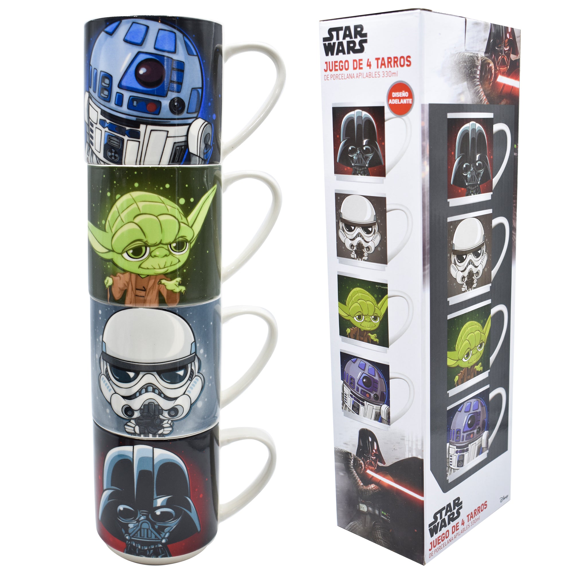 Tazas Apilables Fun Kids Disney Star Wars Porcelana 330ml 4pz