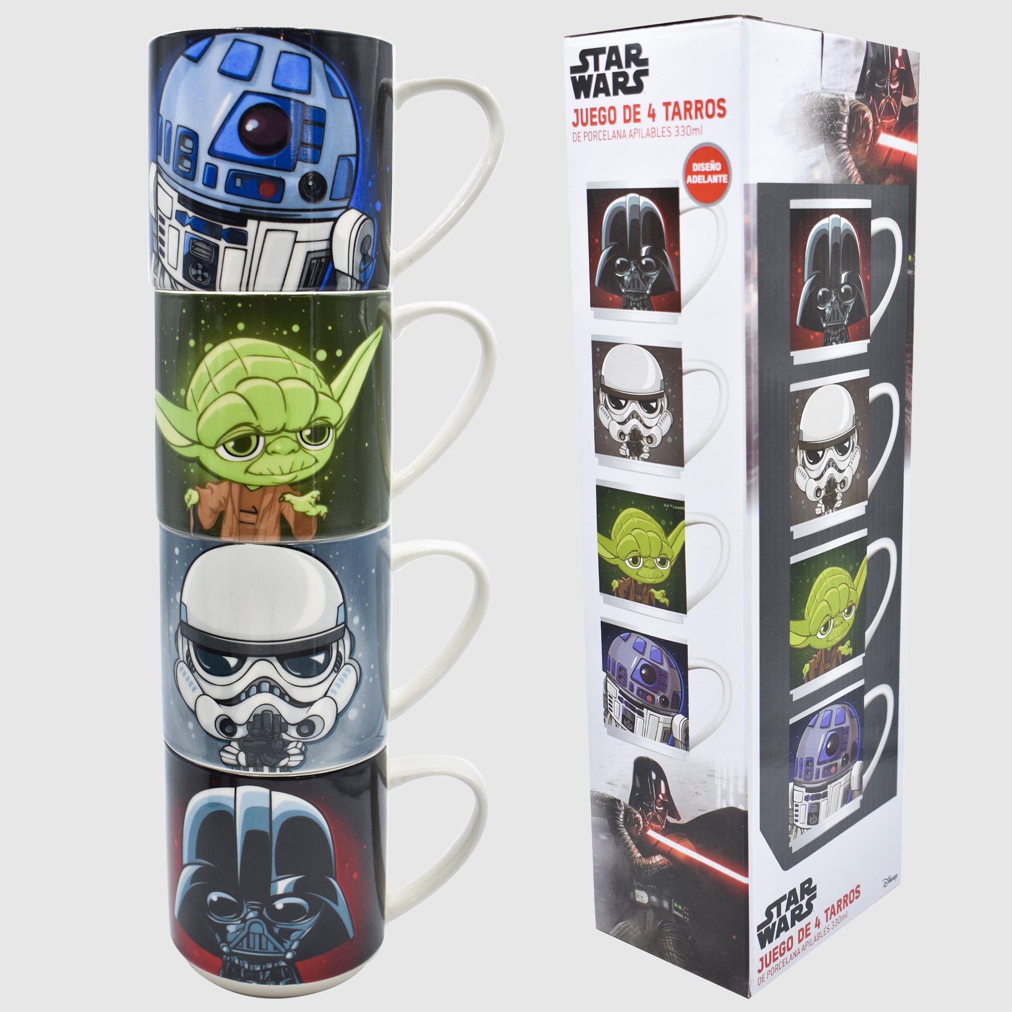 Tazas Apilables Fun Kids Disney Star Wars Porcelana 330ml 4pz