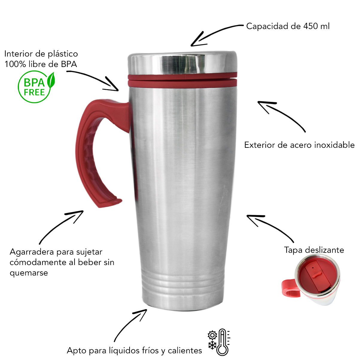 Termo Vaso Termico Top Choice Doble Pared Acero Inoxidable 450ml – Ambient  21