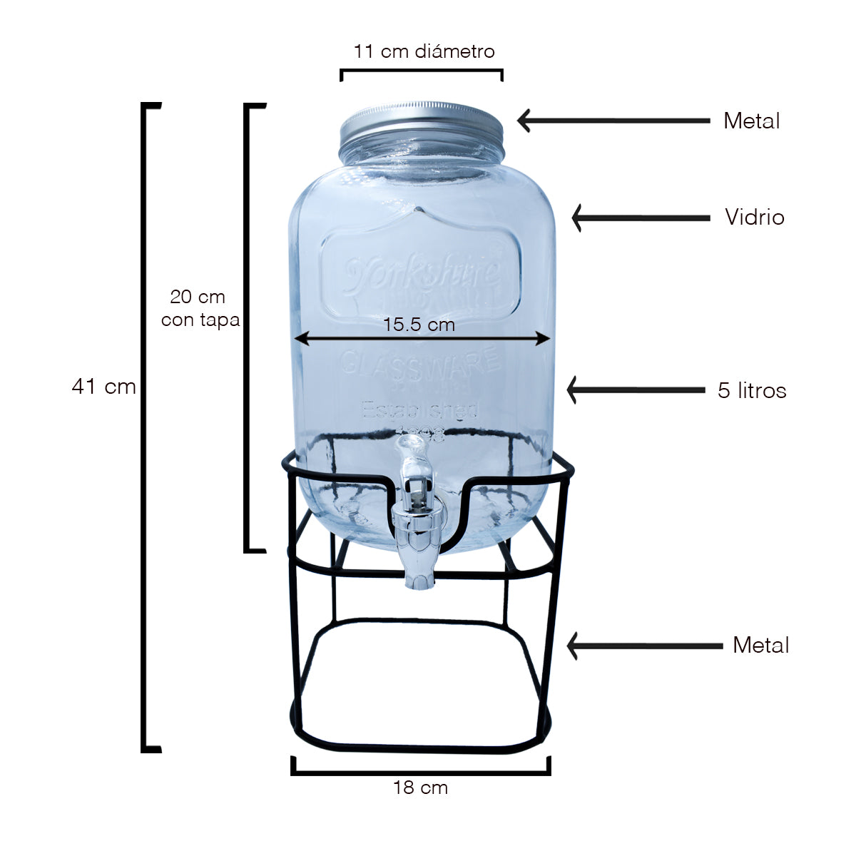 Dispensador de Agua Vitrolero con Base Top Choice y Vidrio 5L – Ambient 21