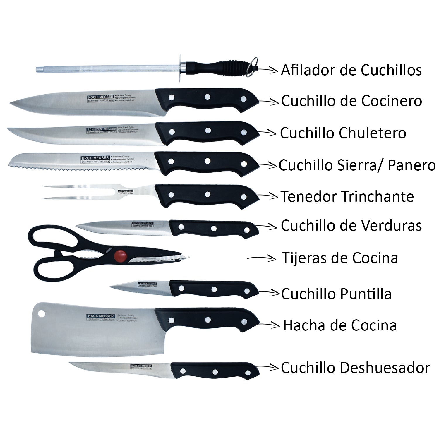 Cuchillos y Tabla Top Choice Inoxidable 11pz – Ambient 21
