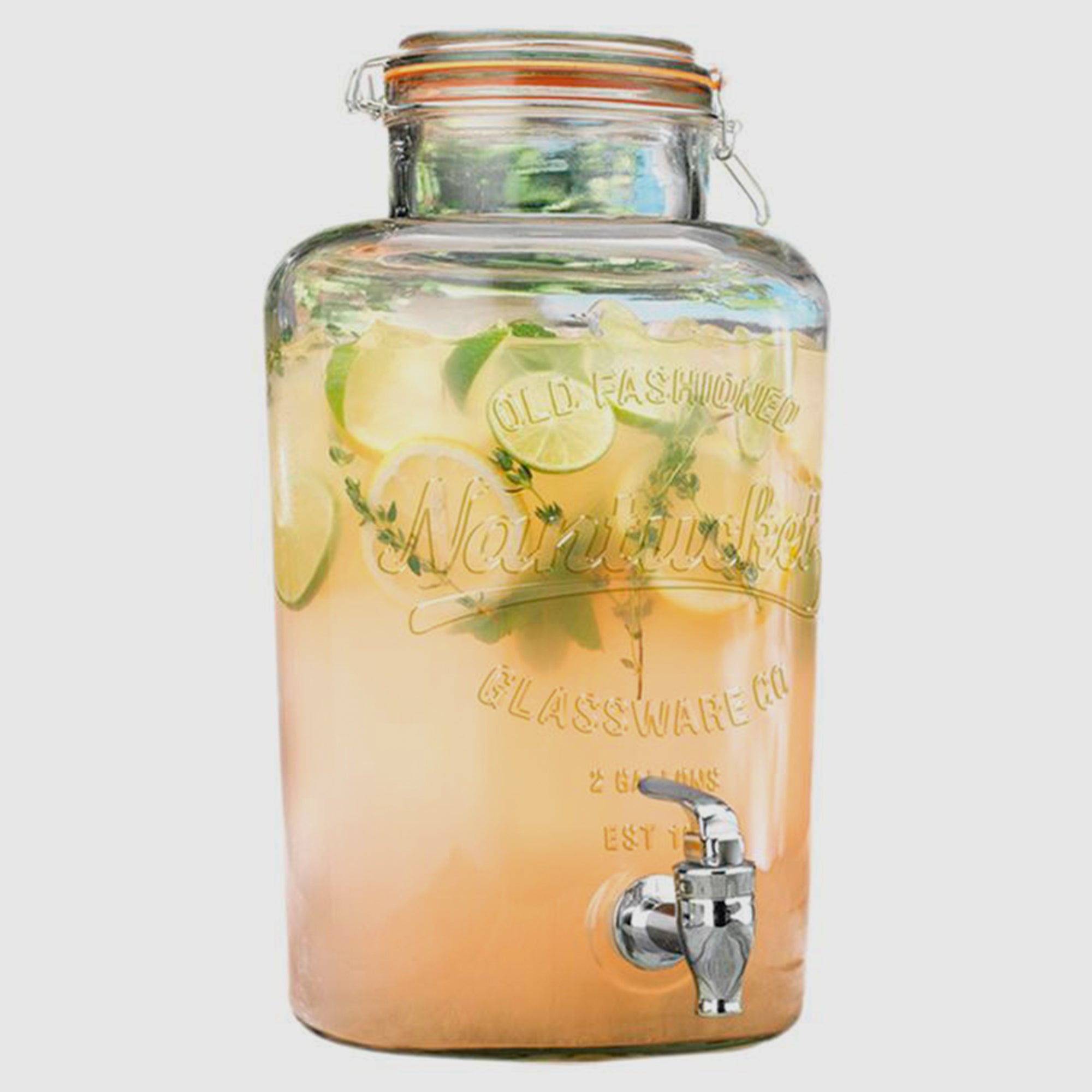 Dispensador de Bebidas Vintage de Vidrio con Tapa 8Lt Transparente