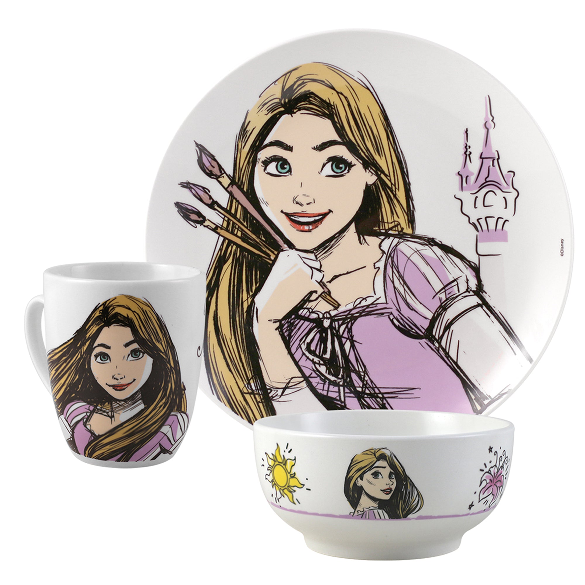 Vajilla Fun Kids Disney Princesas Porcelana 12pz
