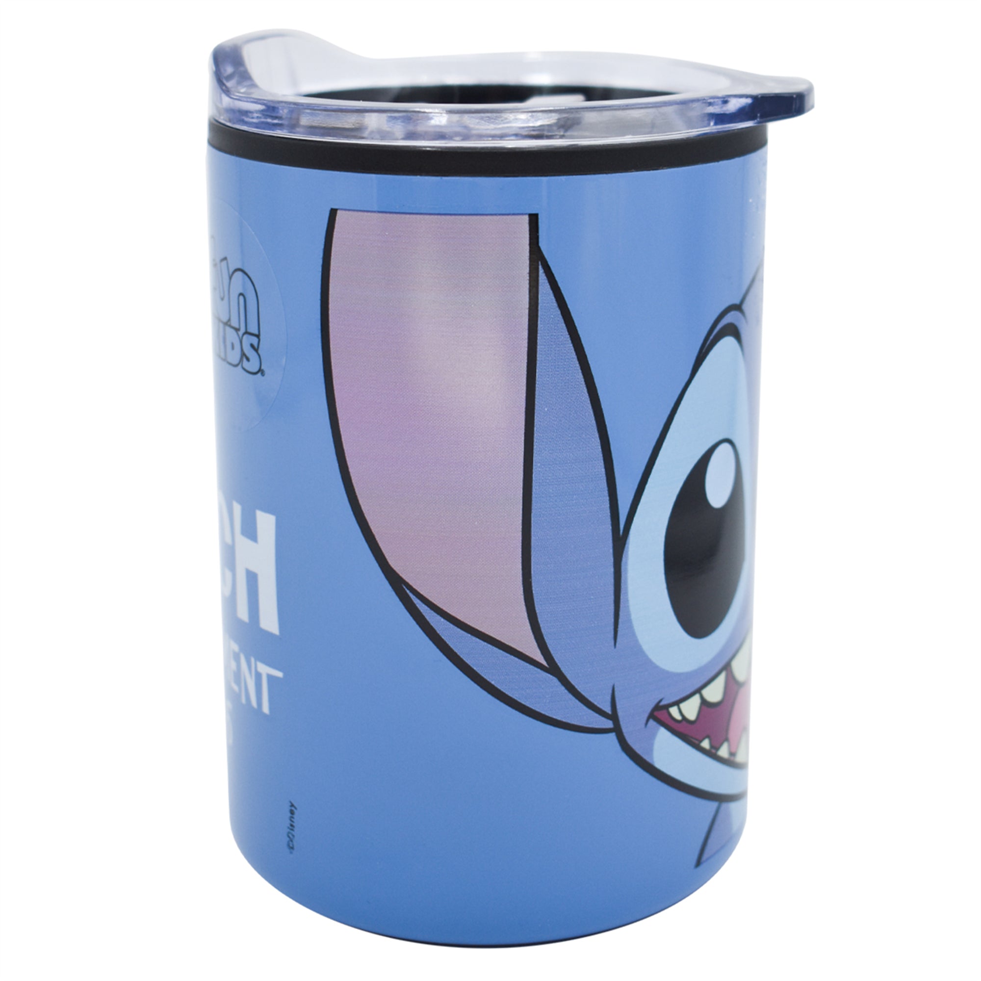 Termo Doble Pared Corto con Tapa Transparente Fun Kids Disney Stitch Acero Inox 350ml