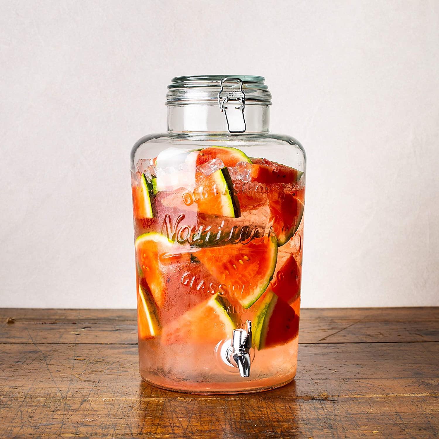 Mason Jar Dispensador de Bebidas Vintage de Vidrio con Tapa de 8 Litros 1 Pieza Transparente - Ambient 21