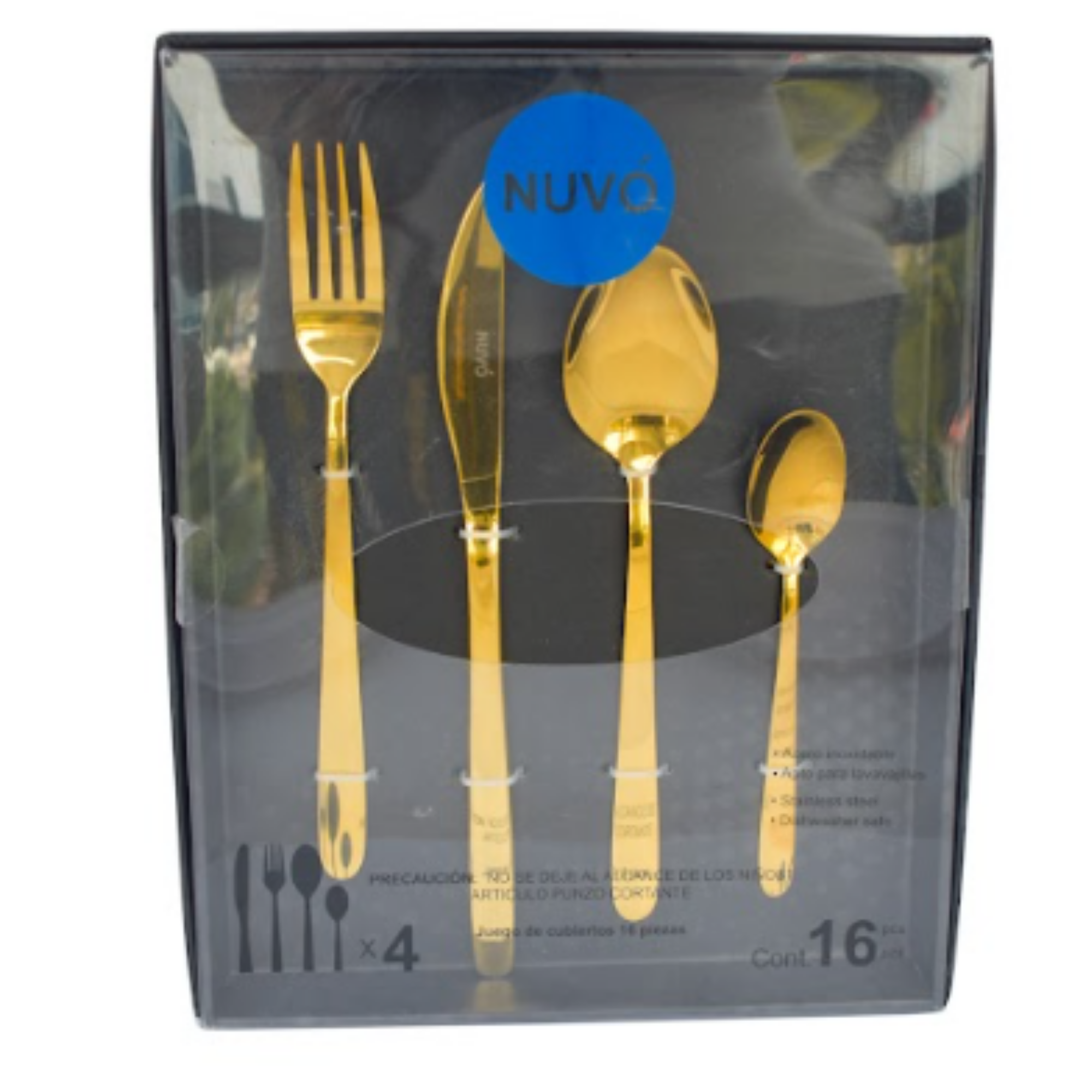 Juego de Cubiertos Nuvó Acero Inoxidable 16Pz