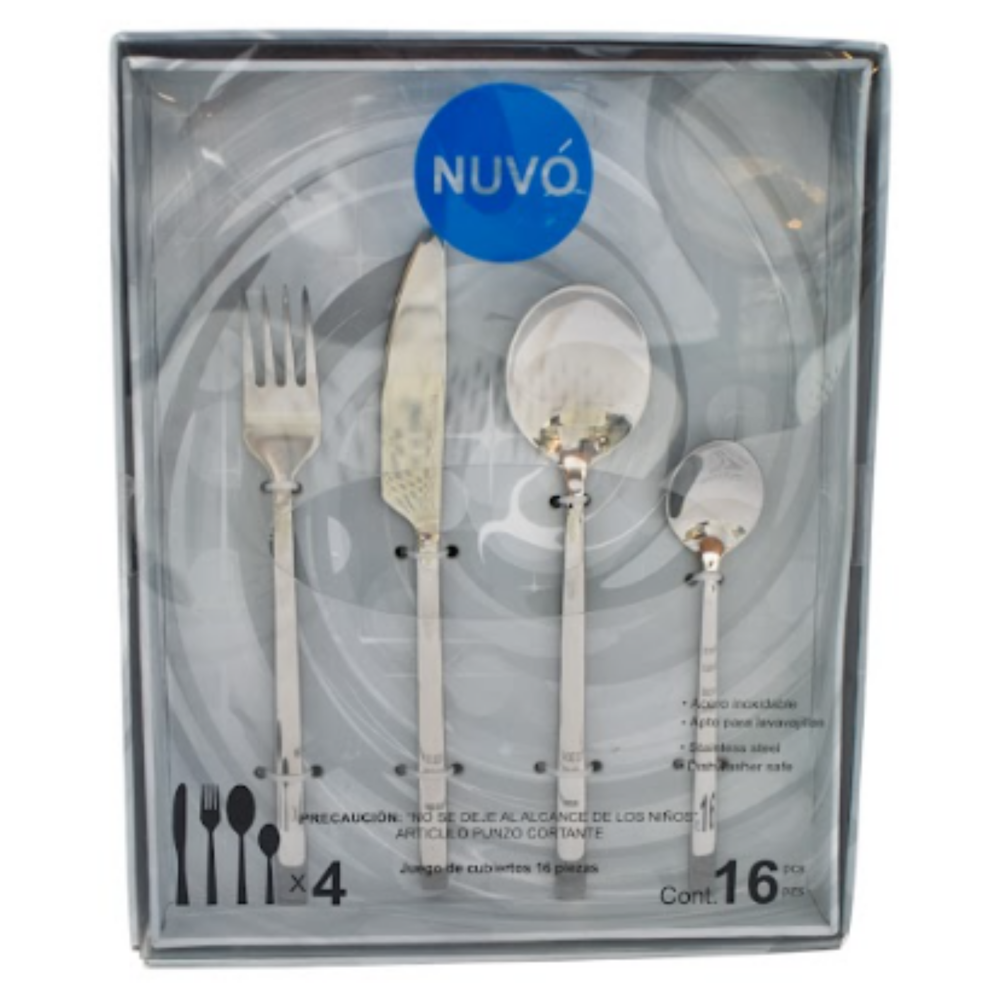 Juego de Cubiertos Nuvó Acero Inoxidable 16Pz