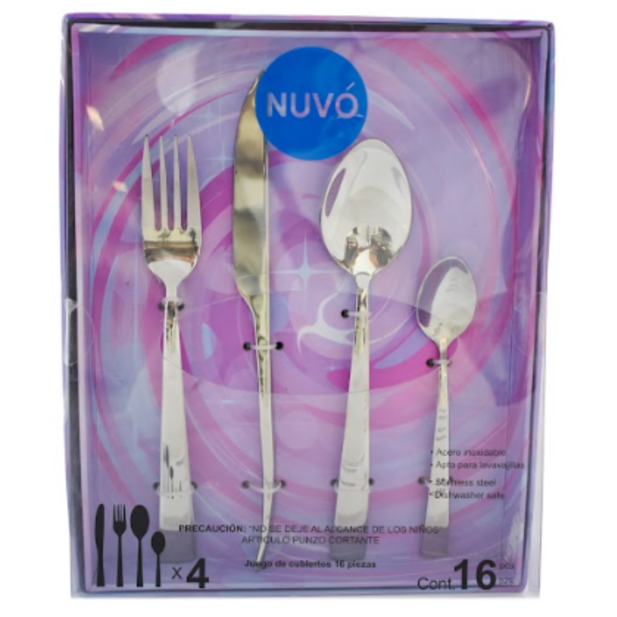 Juego de Cubiertos Nuvó Acero Inoxidable 16Pz