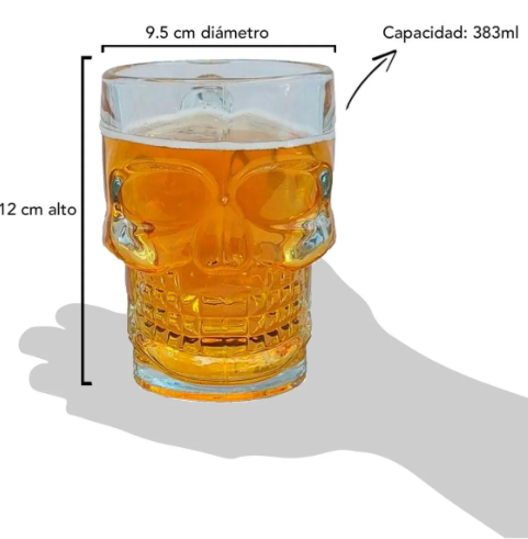 Tarro Cerveza Top Choice Calavera Vidrio Transparente 383ml